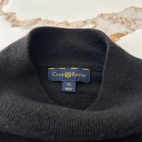 Club House Sweater Merino Wool Blend Black Mock Neck SZXL Pullover Winter Cozy - Picture 6 of 10